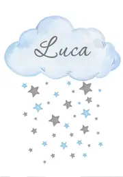 [Namly Design] Poster - Name / Personalised / Cloud and Stars / Blue