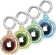 4 Pack Airtag Holder, Waterproof 4 Pack Apple Airtag Case with Airtag Keychain, Air tag holder Shockproof & Scratchproof for for Pet Tracking, Bags, Kids, Keys, Luggage -Orange+Yellow+Green+Blue