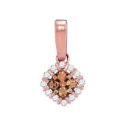 14k Rose Gold Brown Diamond Diagonal Square Pendant 1/4 Cttw