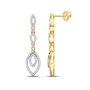 10k Yellow Gold Round Diamond Dangle Earrings 1/3 Cttw