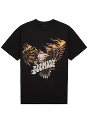 God Made Hawk Project Printed Cotton T-shirt - Black XS