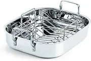 [Cooks Standard] Stainless Steel Roaster Pan with V-Shaped Rack, 16-Inch by 13-Inch Turkey Roasting Pan Bakeware for Oven, Rectangular