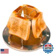 EZYoutdoor Camping Toaster for Gas Stove – 4-Slice Stainless Steel Stovetop B
