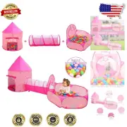 Ultimate 3PC Kids Princess Tent Play Set with Ball Pit & Tunnel for Toddlers