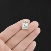 BULK 20 Eye Exam Chart Charms Antique Silver Tone 2 Sided Charm - SC426