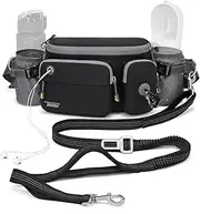 Hands Free Dog Leash for Large Dog with Large Bum Bag,Dog Walking Belt,Waist Dog Leash,Dog Hiking Belt,Dog Running Waist Belt
