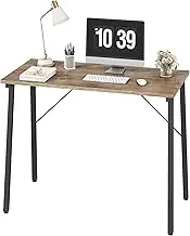 Hoctieon Computer Desk, 100cm Home Office Desk, Modern Simple Study Table, Sturdy Laptop Table for Home and Office, Wooden Desktop & Metal Frame, Rustic Brown