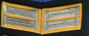 German WW1 Prussian Collar Tabs Silver/grey on Yellow Wool repro