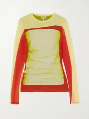 [LOEWE] LOEWE - Printed Stretch-mesh Top - Yellow - medium medium Yellow