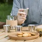 Chinese Kung Fu Teapot Set Teacups - Stainless Steel Kettle With Dividing Cup $d