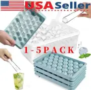 2pcs Ice Ball Maker Mold Mini Round Ice Cube Tray Reuseable With Lid NEW!!