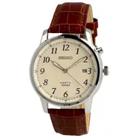 在飛比找ETMall東森購物網優惠-【SEIKO 精工】石英男錶 皮革錶帶 米 人動能 防水10