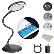 5X Rechargeable Magnifying Glass with Light and Stand, Dimmable Lighted Magni...