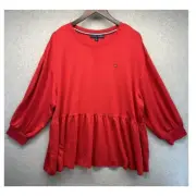 Tommy Hilfiger Womens Blouse TH Relax Empire Style Peasant Sleeves Size 1X NWT