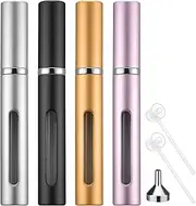 HDRKJ Pack of 4 5 ml Perfume Atomiser, Refillable Empty Travel Perfume Atomiser, Portable Mini Perfume Spray Bottle, Travel Gadgets, Travel Essentials, Travel Atomiser Bottle, Perfume Atomiser with