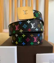 NEW S/S 2003 Louis Vuitton x Takashi Murakami Multicolor Monogram Belt + Box