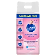 Curash Wipes Super value travel Pack Unscented 20S X5