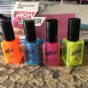 Highlighter Pens Look Like Nail Polish 4 Color Pack, School / Office/ Home