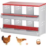 Chicken Nesting Boxes,6 Compartments Metal Chicken Laying Box with Roll Out E...