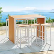 6 Seater Gardeon 7PCS Outdoor Bar Set Table and Stools Chairs Dining Patio Bistro Set