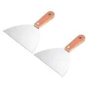 2Pcs 6" Stainless Steel Putty Knife Scraper Tool with Wooden Handle