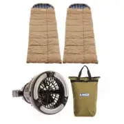 2x Premium Sleeping bag -5°C + Doona Pillow Canvas Bag + 2in1 LED Light & Fan
