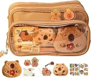 Generic Capybara Pencil Pouch Case - 10 Compartment Cute Pencil Case, Multi-Layer Organizer, Wide Opening Mouth, Ideal for Students, Business or Travel