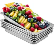 Hotel Pans Full Size 2.5 Inch Deep, Steam Table Pan 6 Pack , 22 Gauge/0.8mm Thick Stainless Steel Hotel Pan Anti Jam Steam Table Pan