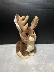 Aurora Brown Rabbit Antlers Plush JACK A LOPE #31570 Sitting 12" Toy Pet Lovey