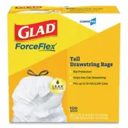 Glad 78526 13 gal 24" x 27.38" Tall Kitchen Drawstring Trash Bags (100/BX) New