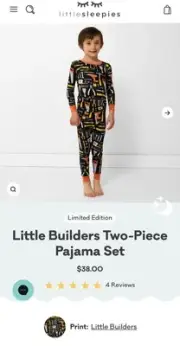 NWT Not Opened Little Sleepies Little Builders Long Sleeve & Pants Set 12/14
