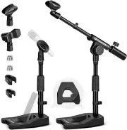 Mic Stand Desk Adjustable Boom Arm Desktop Microphone Stand Metal Weighted Base