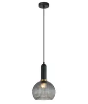 Valencia Smokey Black Ribbed Wine Glass Pendant