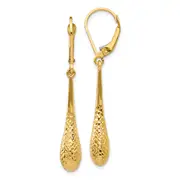 14K Yellow Gold D/C Leverback Earrings
