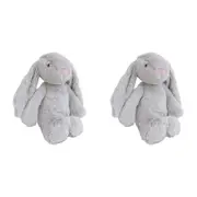 2x LVD 27cm Polyester Sml Bunny Stuffed Animal Plush Kids Soft Cuddle Toy Grey