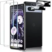 (2+2 Packs) RUNGOS Top 9H+ Glass for Google Pixel 7a Screen Protector Tempered Glass with Camera Lens Protectors [Military Grade Shatterproof & Longest Durable] Screen Protector Google Pixel 7a 6.1''
