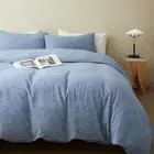 Stonewashed Cotton/Linen Twin Duvet Cover, 3-Piece Comforter Cover Set, Breat...