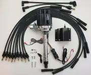 Small Female Cap CHEVY 396 427 454 HEI Distributor + Black 50k Coil + Plug Wires