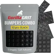 Black Self-Adhesive Bumper Pads 82-Piece Combo Pack (Round Spherical Square) - Noise Dampening Rubber Feet for Cabinets Small Appliances Electronics Picture Frames Furniture Drawers Cupboards