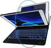 iPad Keyboard Case for iPad 2018 (6th Gen) / 2017 (5th Gen) - iPad Pro 9.7 - iPad Air 2 & 1 - Thin & Light - 360 Rotatable - Wireless/BT - Backlit 10 Color - Case with Keyboard (Black)