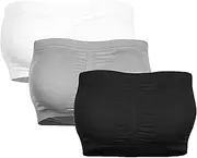 [Generic] Plus Padded Bandeau Bra Women Strapless Removable Stretchy Double Top Size Extra Small Strapless Bras