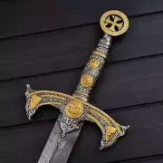 Templar Knights Sword Damascus Steel Crusader Sword Custom Hand Forged Blade
