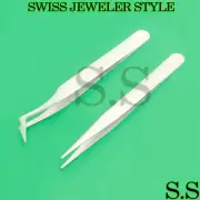 2 ASSORTED SWISS JEWELER STYLE WATCH REPAIR TOOLS FORCEPS #6 #3C TWEEZERS