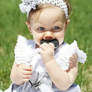 【Loulou lollipop】加拿大嬰幼兒巧克力夾心餅乾系列 固齒器組/奶嘴鍊夾-棉花糖