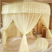 Princess Canopy for Girls Double Layer 4 Corner Post Bed Curtains Canopy with U-Shaped Bracket Bed Decoration 3 Openings Mosquito Net for King Size and Large Queen Siz(Size:180×200×210cm,Col