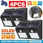 4X 20 LED Solar Powered PIR Motion Sensor Light Garden Outdoor Security Lights