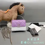 DIANA二手 CHANEL 香奈兒 紫色 小羊皮 琺瑯手柄 MINI 鏈條包 小廢包 單肩包 斜挎包 AP2758