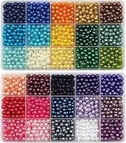 INSPIRELLE 1800 Pieces 6mm Pearl Beads 30 Colors Plastic Spacers Beads for Jewelry Making and Crafting