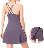 [Lightbare] Women’s Tennis Dress with Built-in Bra & Detachable Shorts Adjustable Straps UPF 50+ Quick Dry