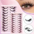 10 Pairs Fluffy Volume Cat Eye Lashes Faux Mink Lashes For Daily Use